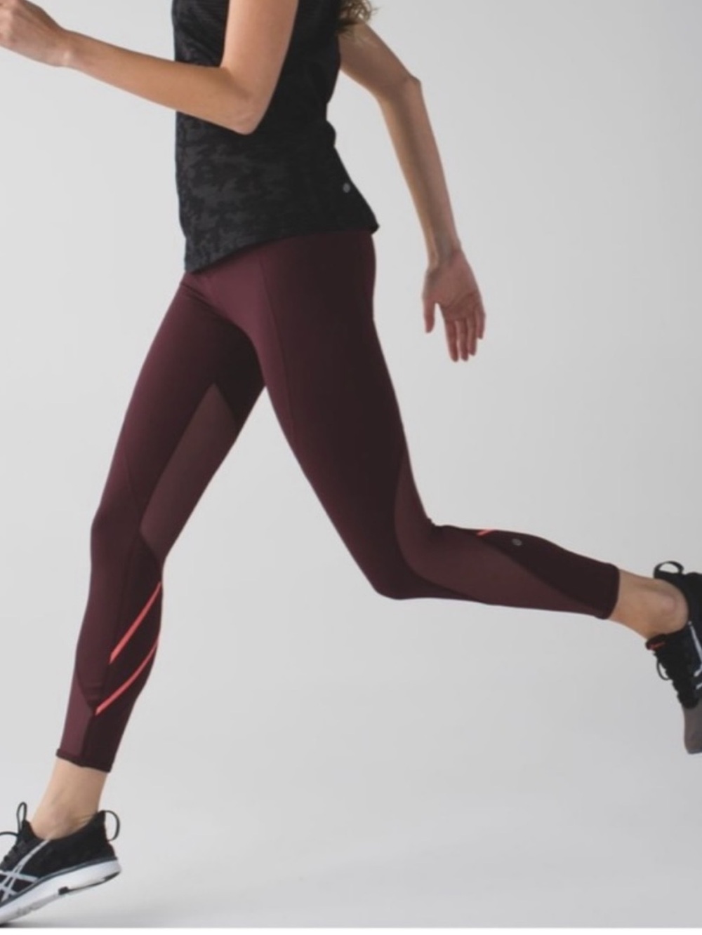 Lululemon Maroon Leggings with Pink Accents